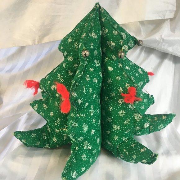 Farmhouse Christmas Tree Decoration Primitive Rustic Home Table Vtg Plush Decor - Picture 2 of 16